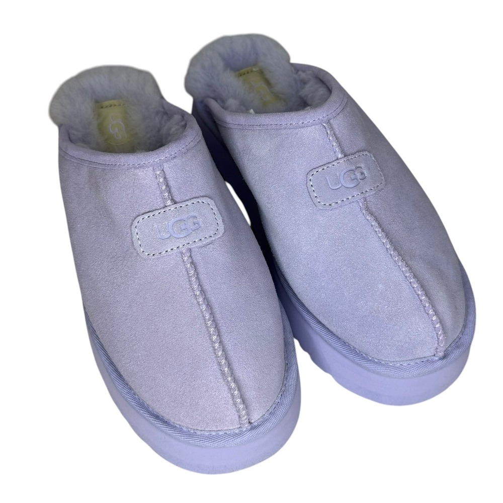 UGG Disquette Iris Bloom Purple Suede Platform Slippers Womens 7